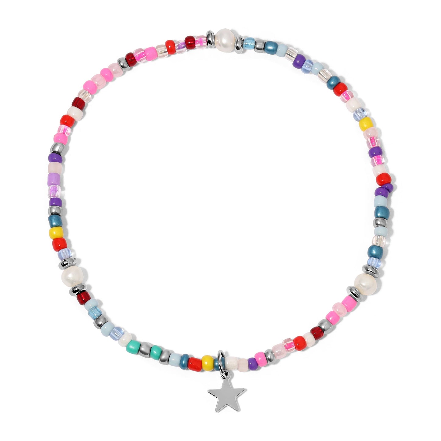 Ankle Bracelet | Multi-colored Seed Beads and Pearls