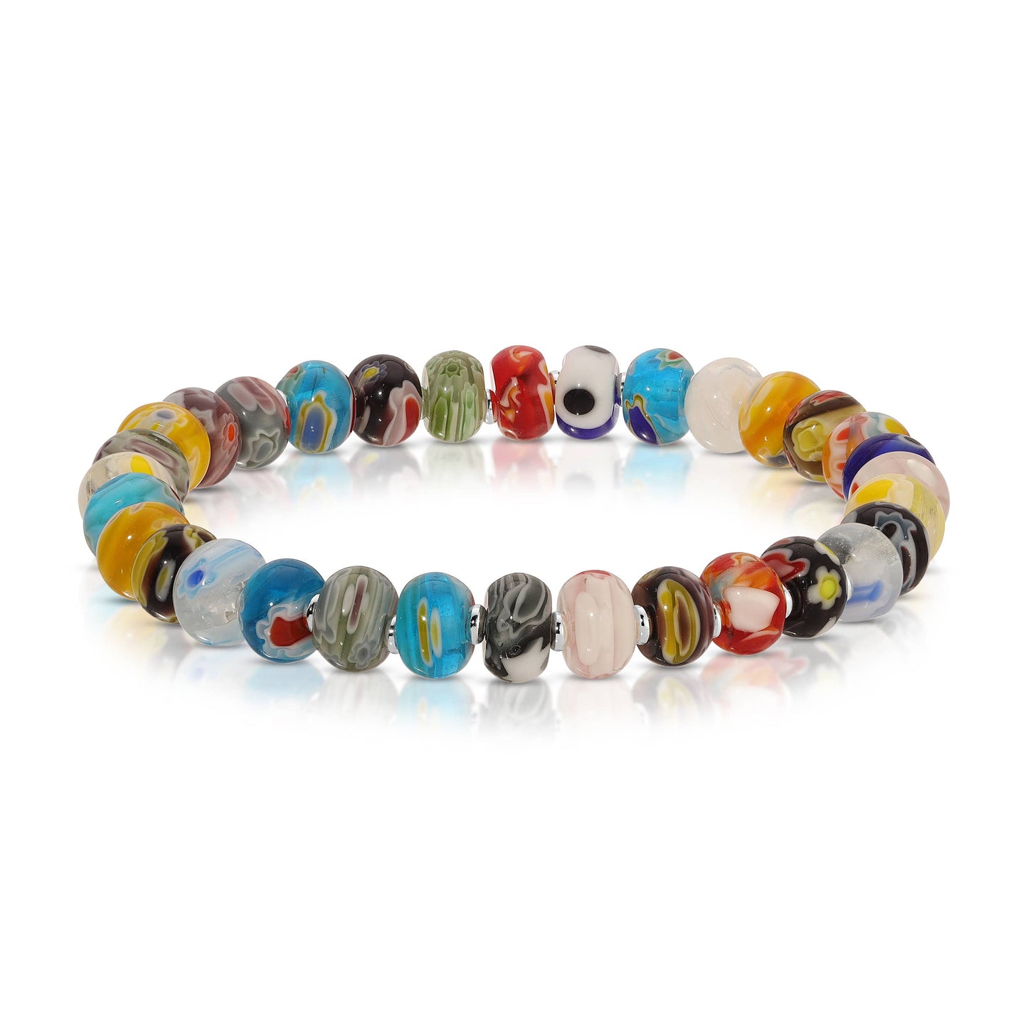 Millefiori Rondelle Glass stretch bracelet - Multi