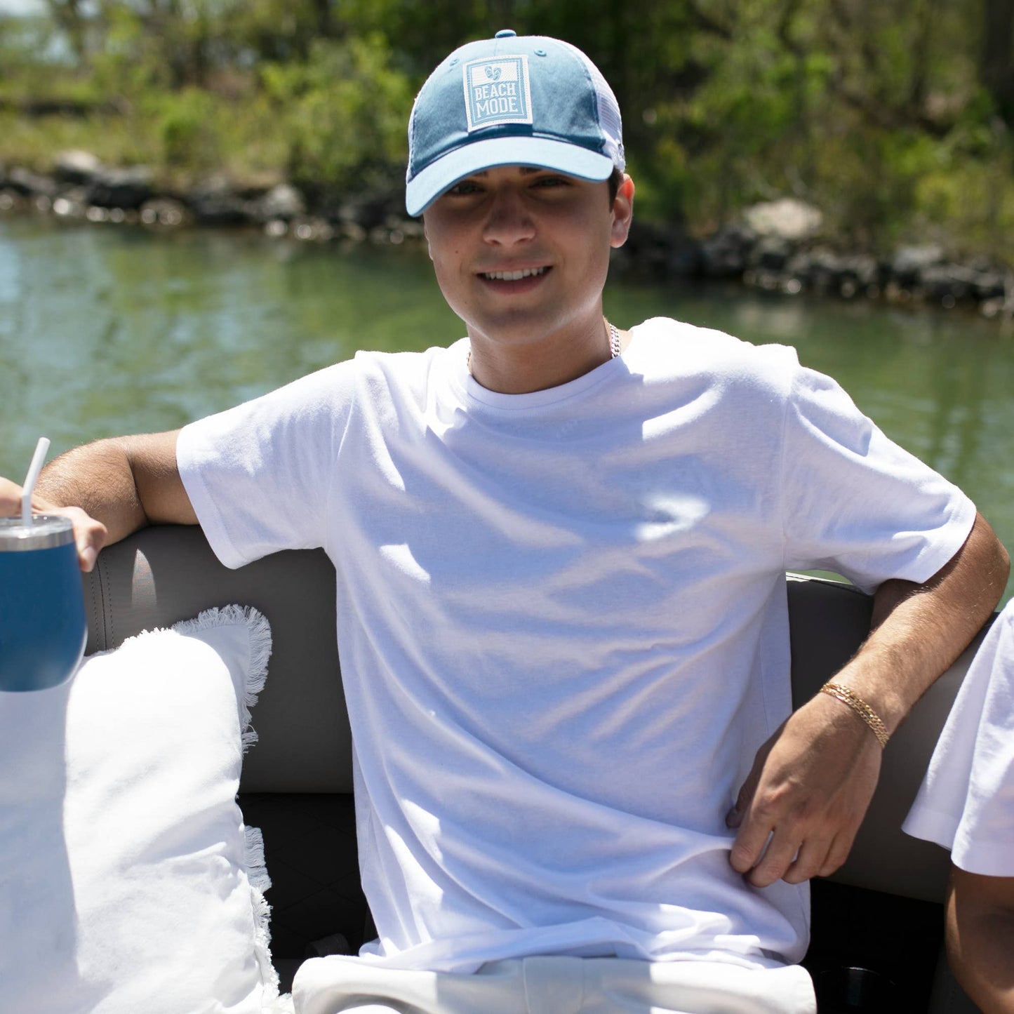Beach Mode - Cadet Blue Adjustable Mesh Hat