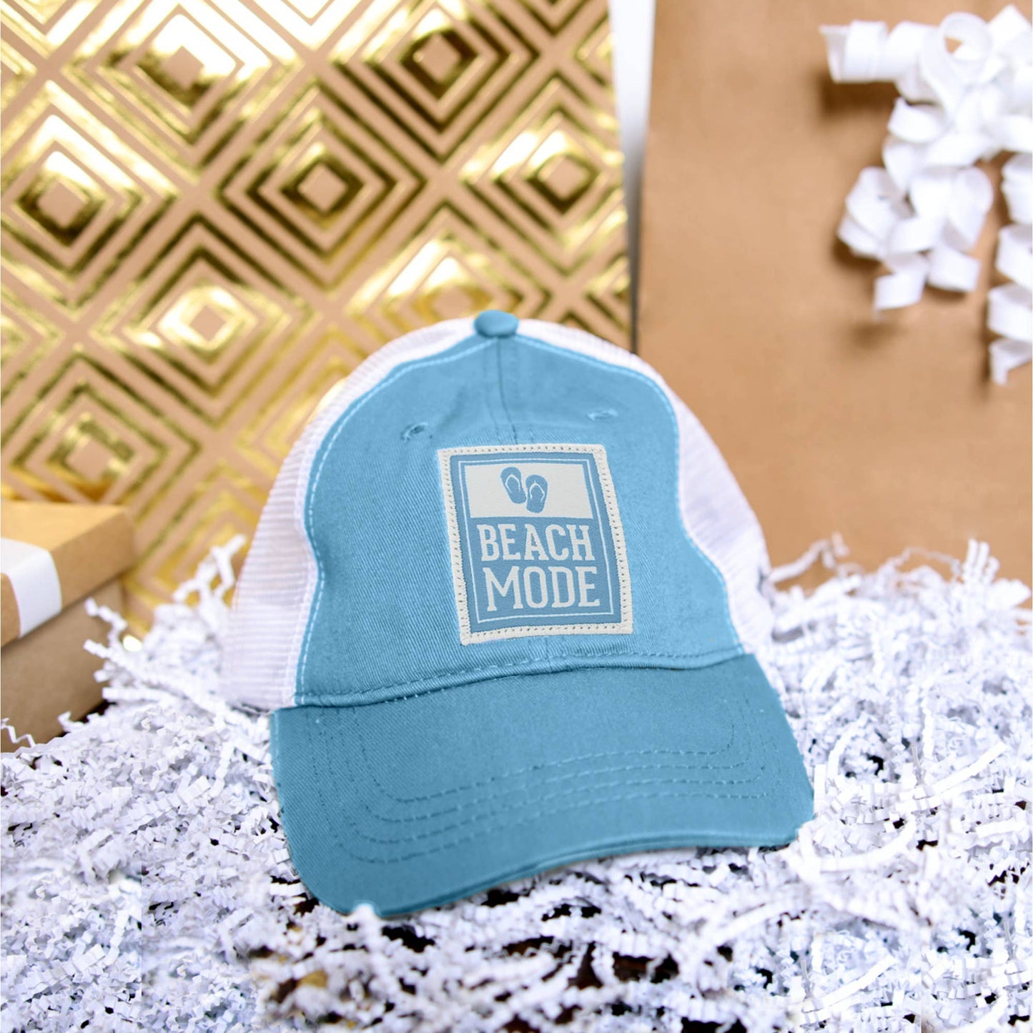 Beach Mode - Cadet Blue Adjustable Mesh Hat