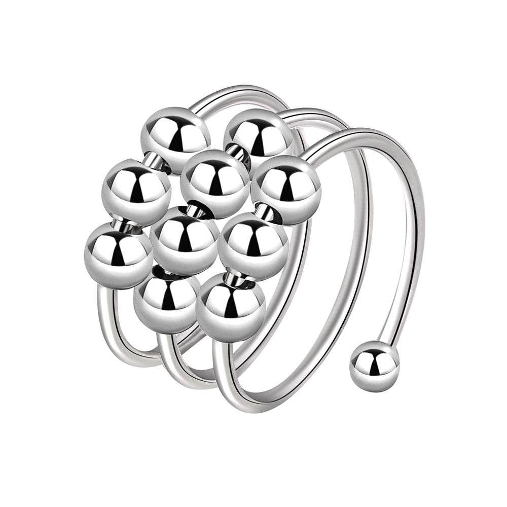 Layered Bead Anxiety Fidget Spinner Ring in Solid Copper