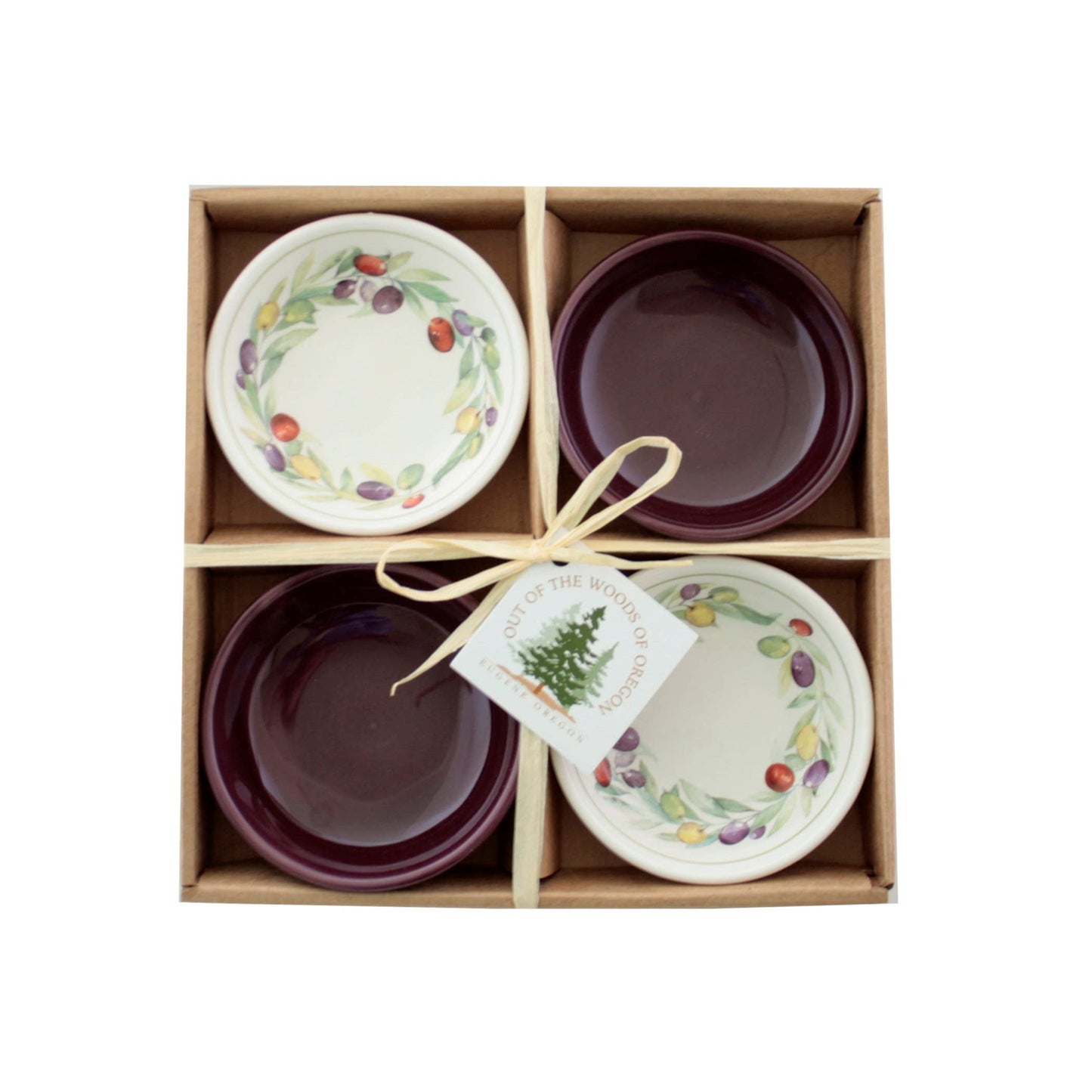 Set of 4 Small Round Bowls - Burgundy