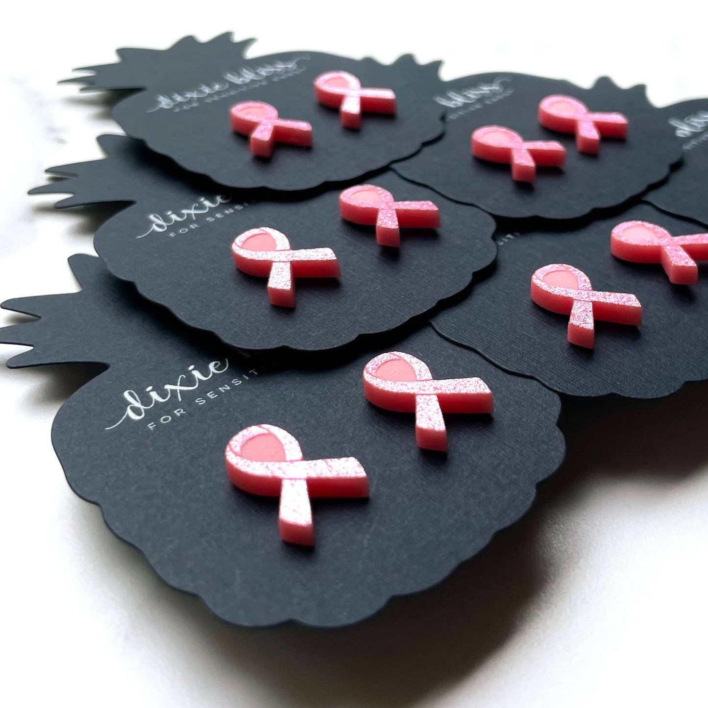Breast Cancer Awareness Pink Ribbon Studs