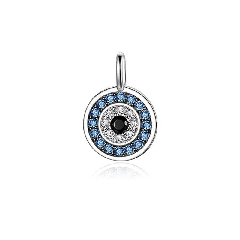 Evil Eye Circle Charm Necklace in 925 Sterling Silver