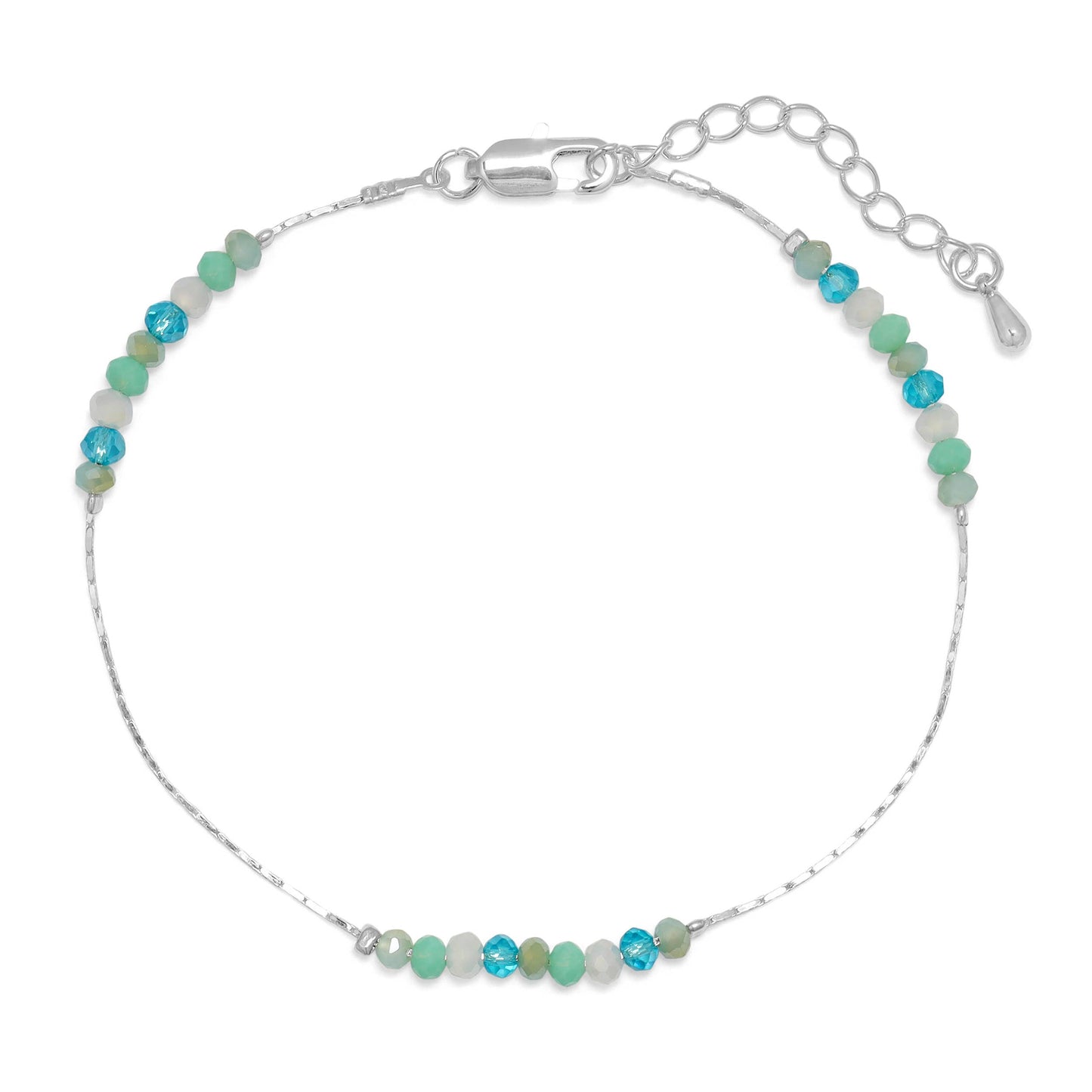 Ankle Bracelet | Seaside (blue) Mini Crystals with Silver