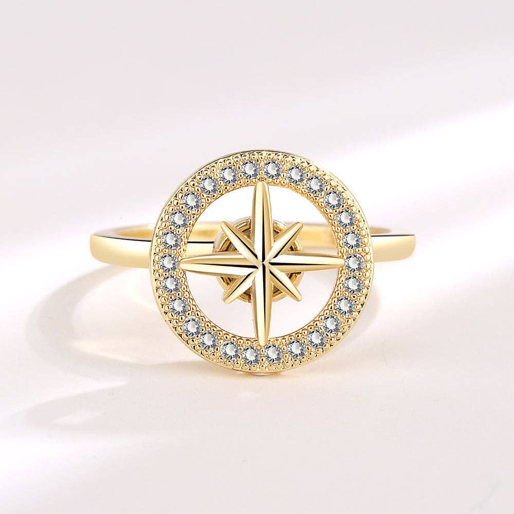 Gold Star Anxiety Fidget Spinner Ring in Solid Copper