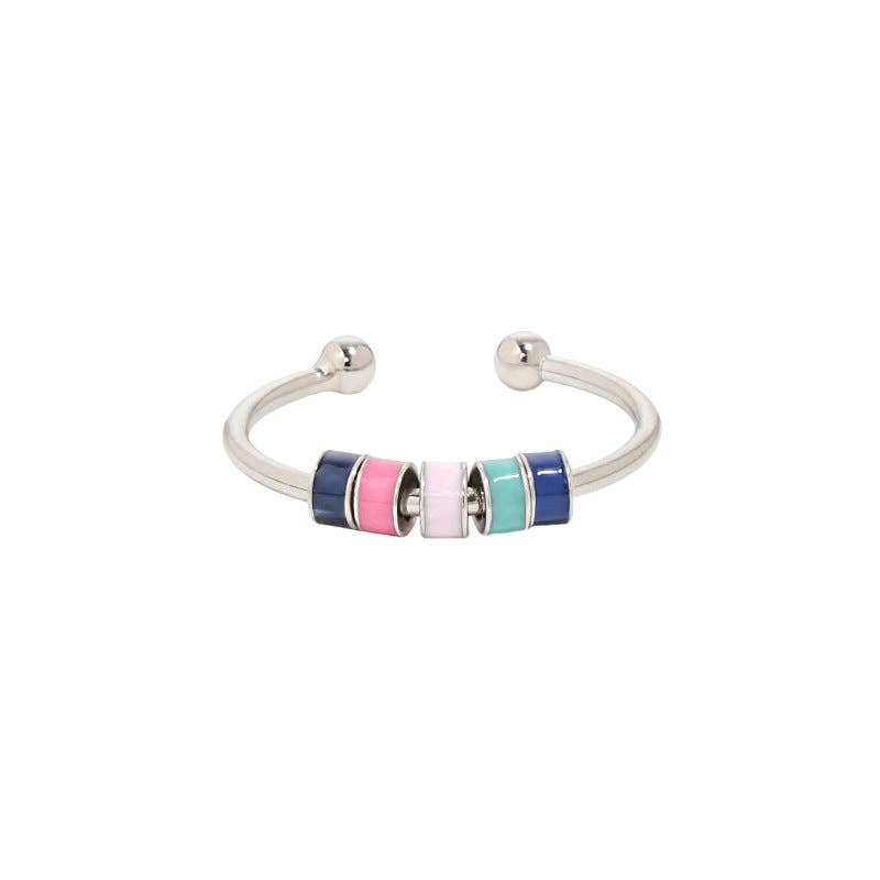 Rainbow Anxiety Fidget Spinner Ring in 925 Sterling Silver