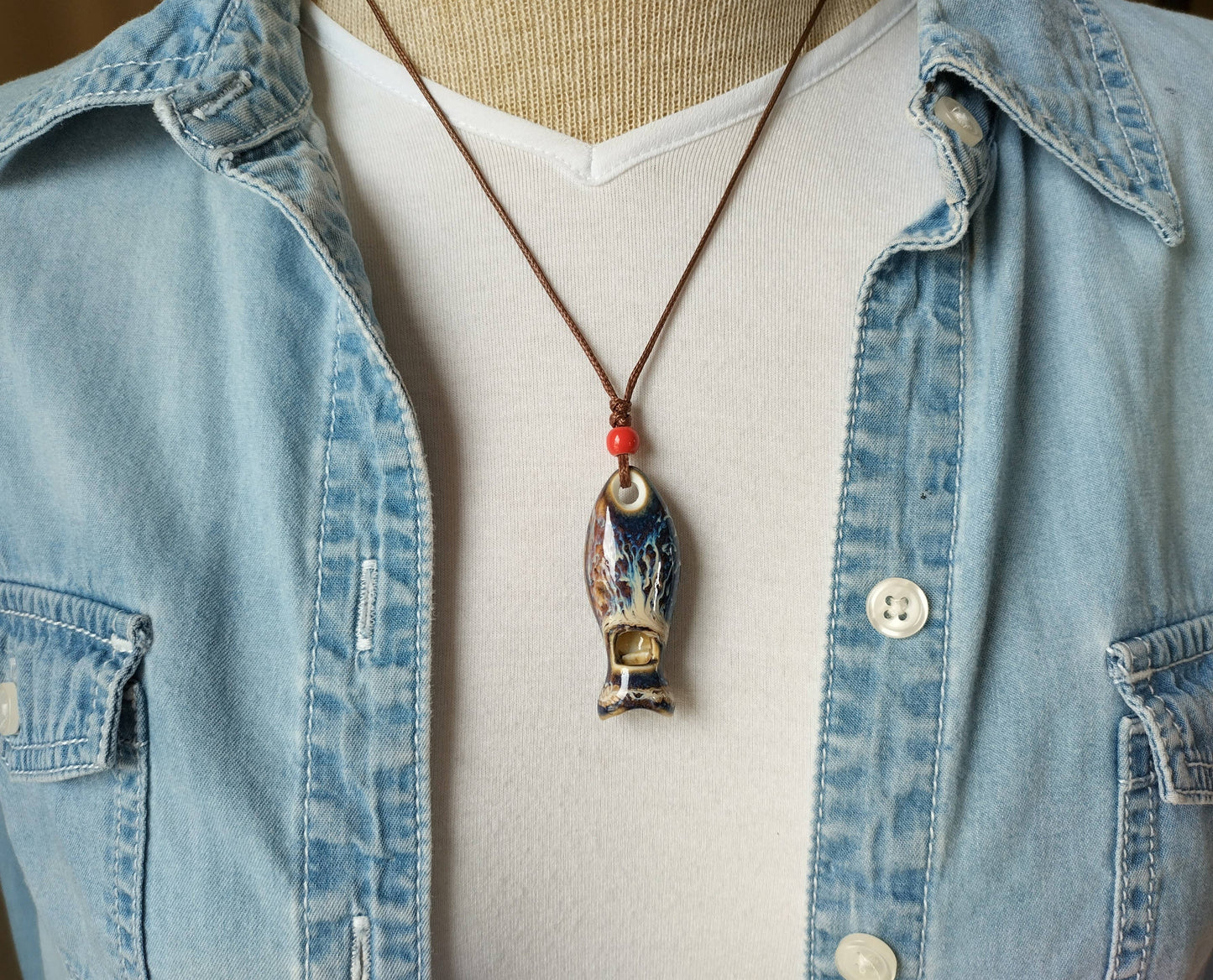 Fish Whistle, Nautical Necklace