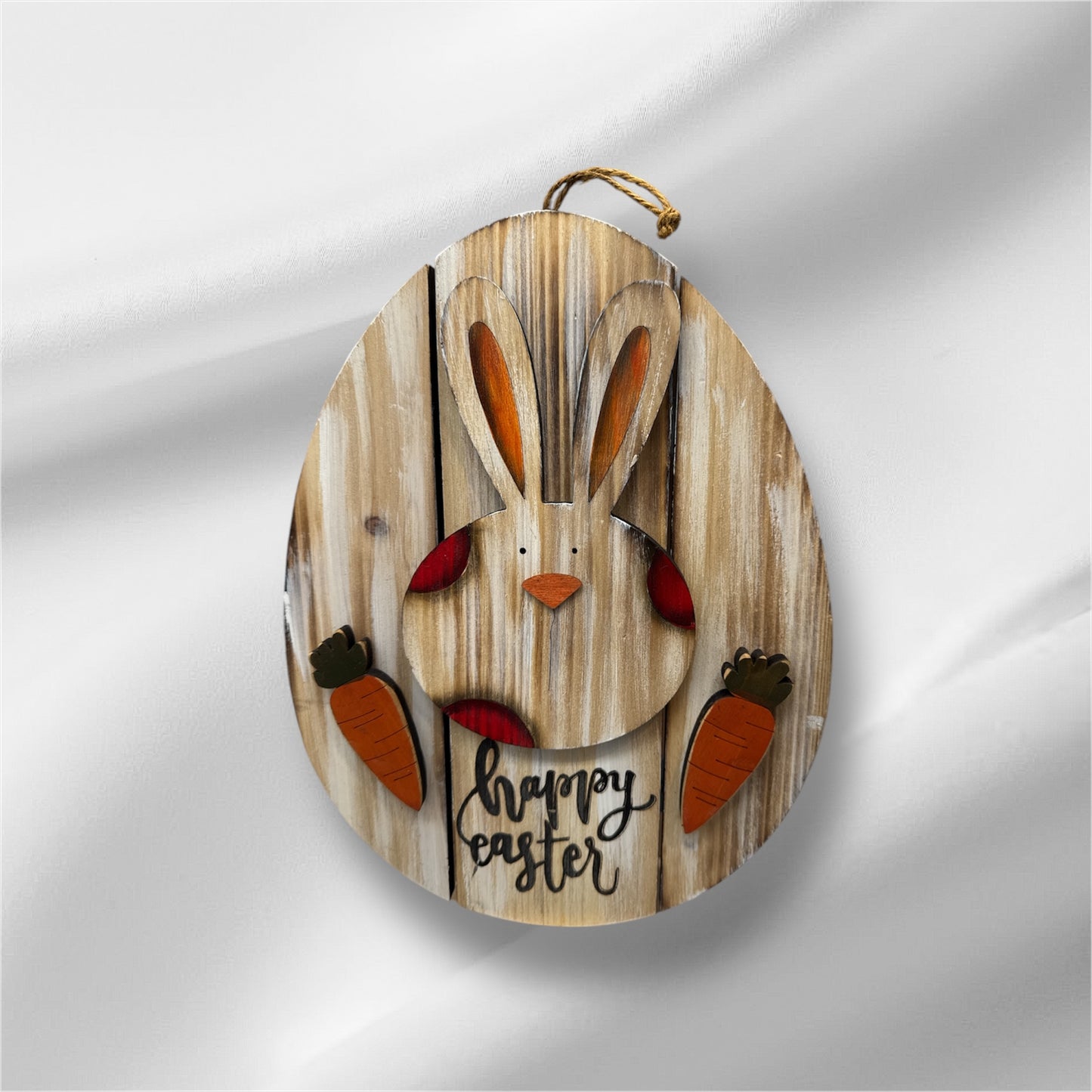 Spotted Easter Bunny Egg Hanging Sign - Blue