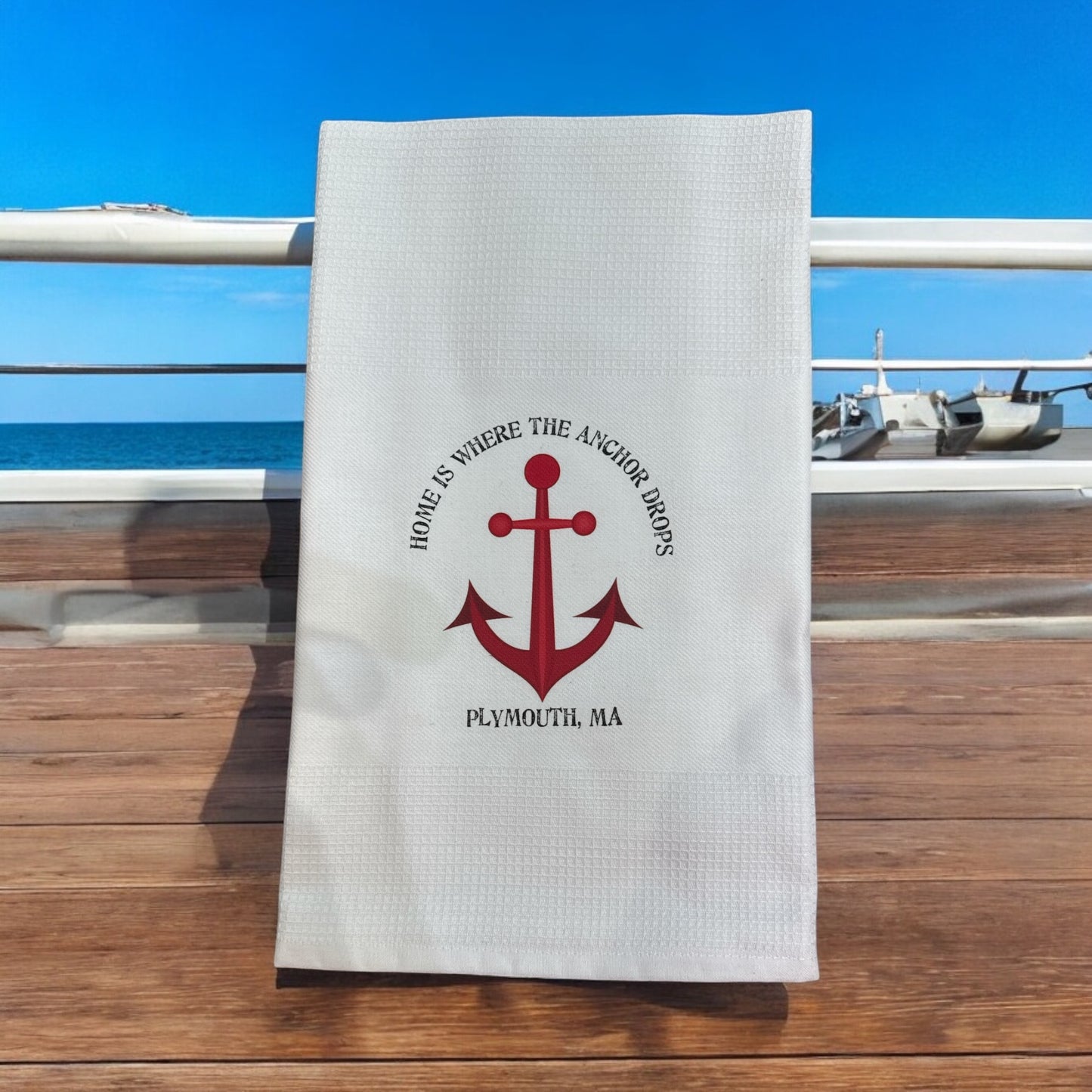 Waffle Towel - Anchor drops - Plymouth MA