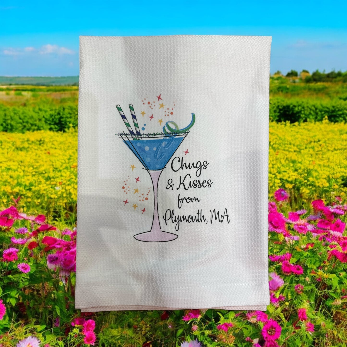 Tea Towel - Chugs & Kisses - Plymouth, MA