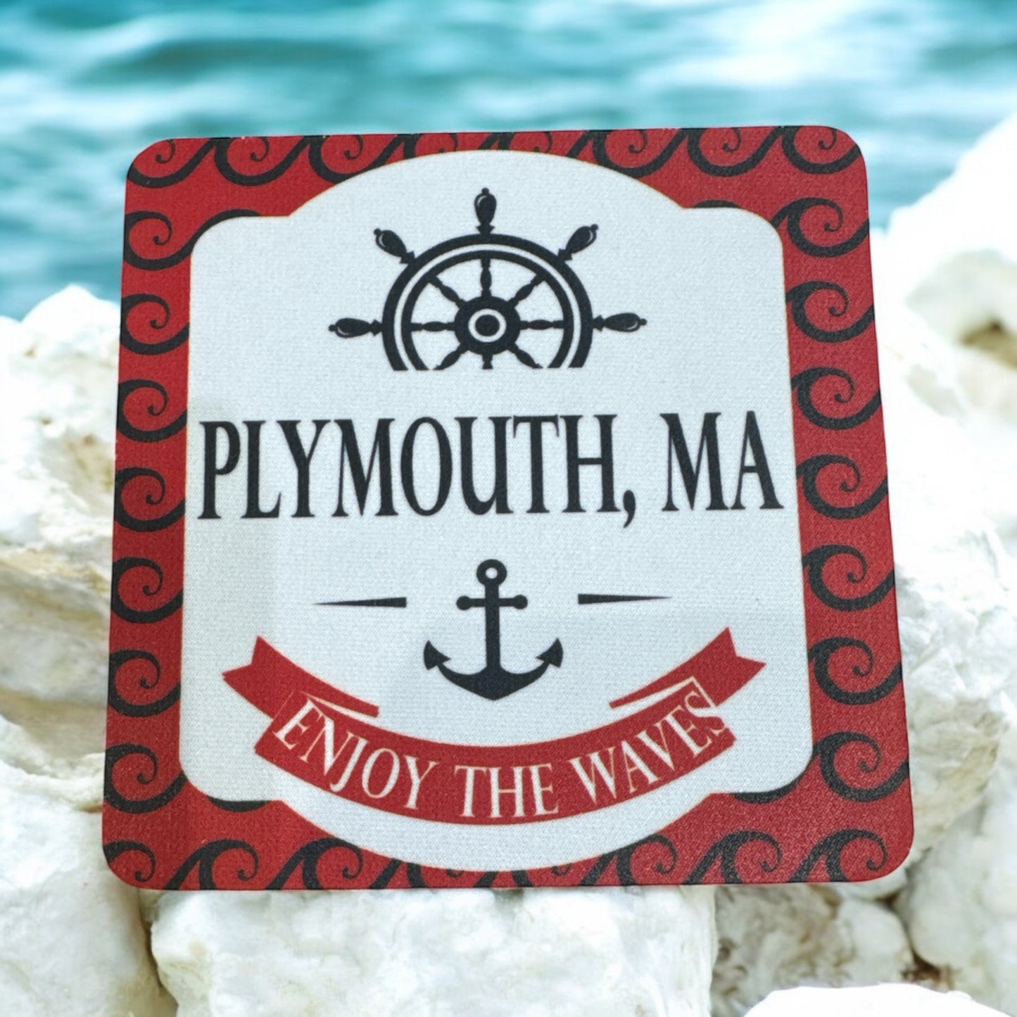 Rubber Coasters - Enjoy the waves - Plymouth, MA