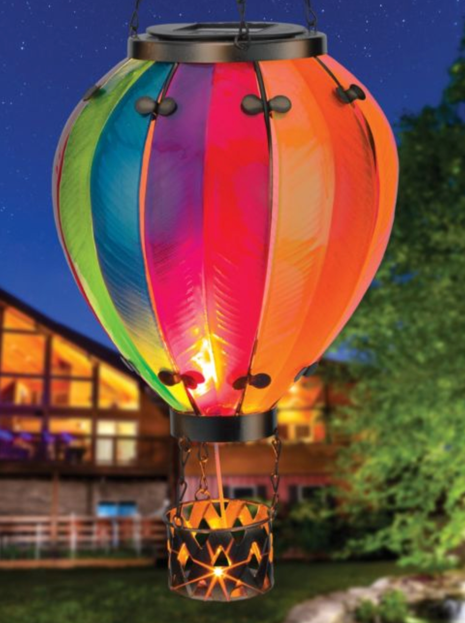 REG - Hot Air Balloon Solar Lantern LG - Rainbow (12763)