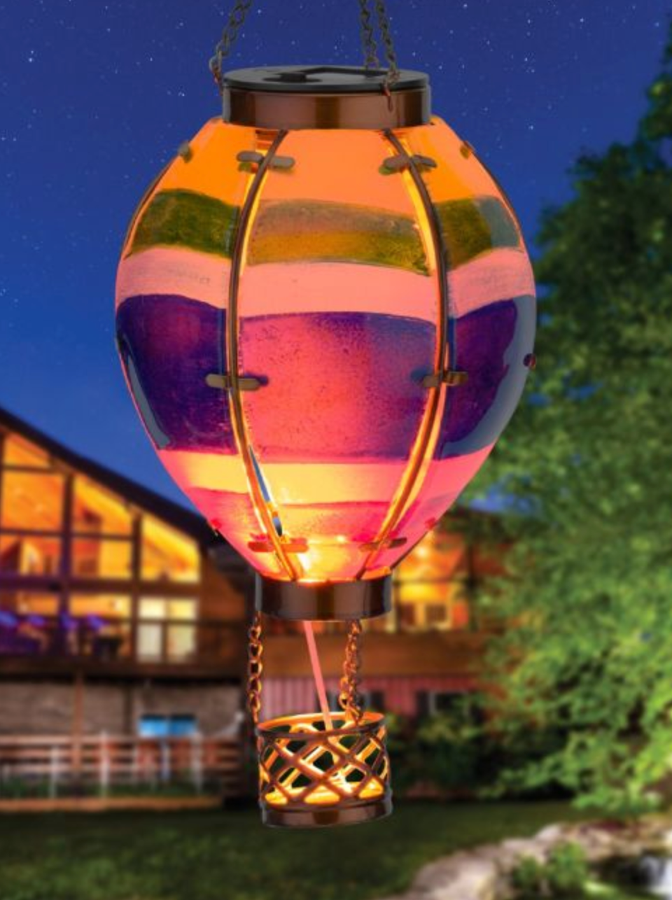 REG - Hot Air Balloon Solar Lantern SM - Stripe (12769)