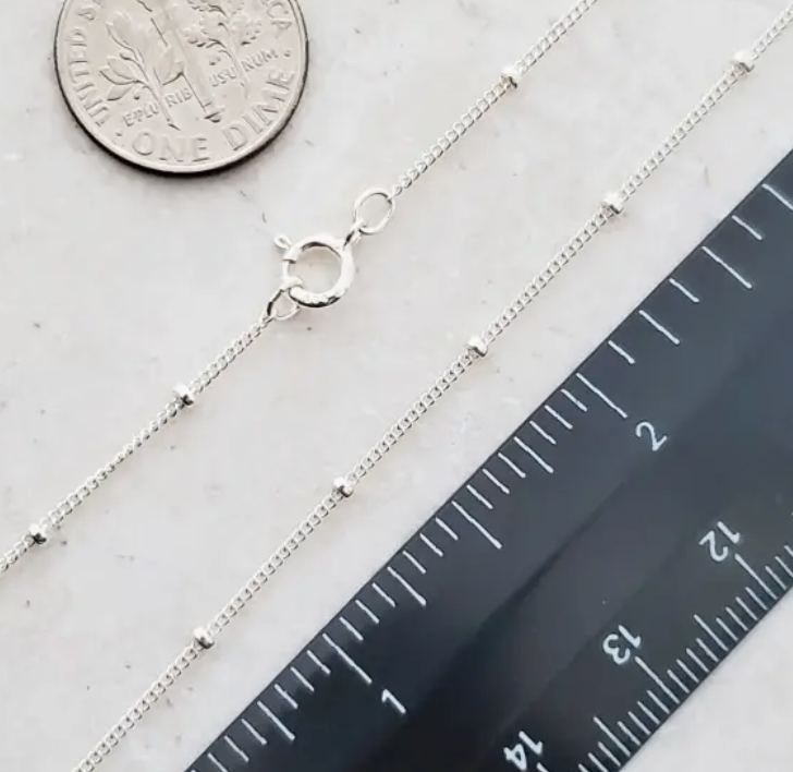 16" Sterling Silver Satellite Beaded Chain