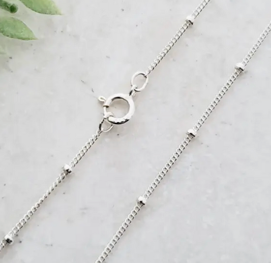 18" Sterling Silver Satellite Beaded Chain