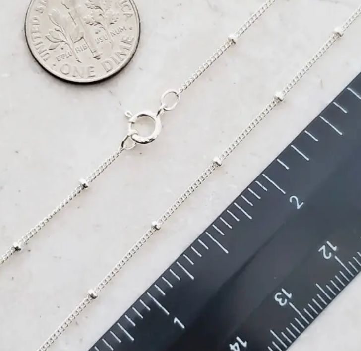 18" Sterling Silver Satellite Beaded Chain