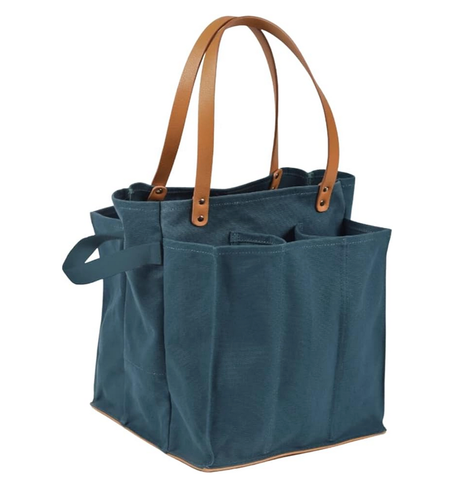 Farmer s Market Tote Shopping Bags Blue Canvas Latitudes