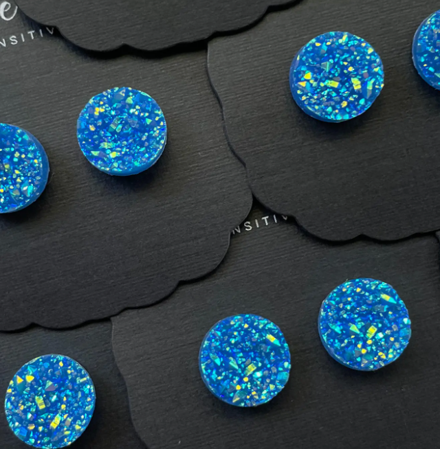 Dixie Bliss - Royal Blue Titanium Shimmer Earrings