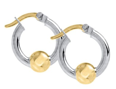 Cape Cod - CC SS/YG 15MM Bead Hoop Earrings - ZE5414 *