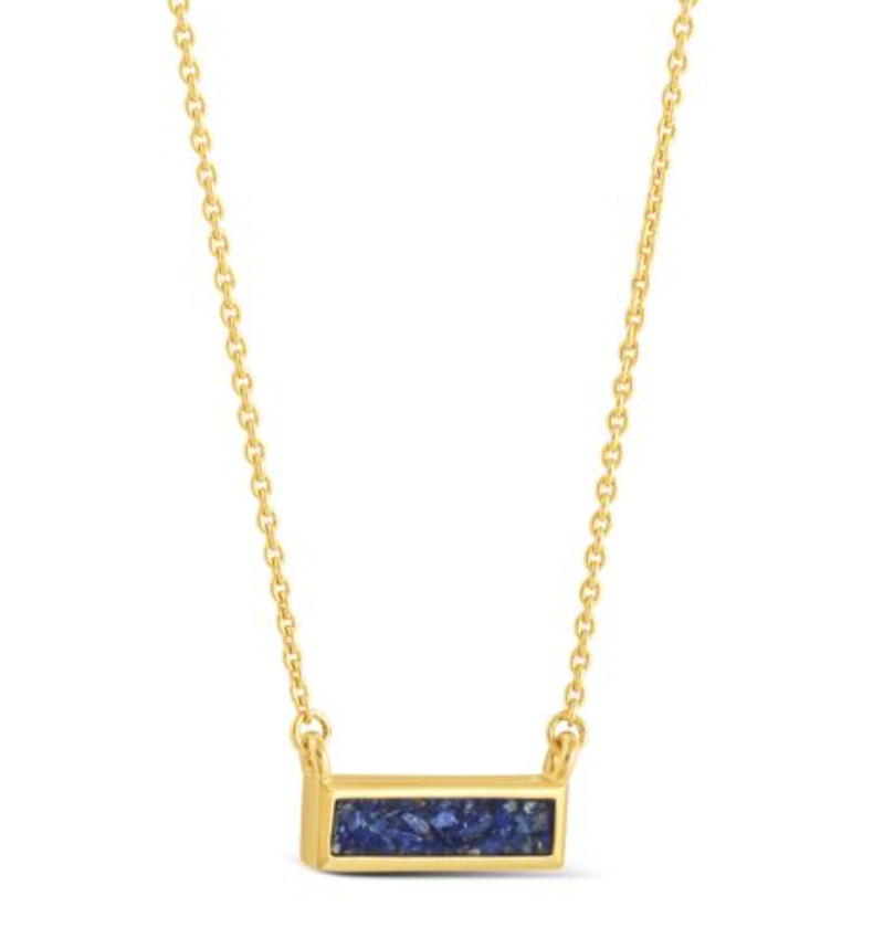 Delicate Dune Bar Necklace - 14k Gold Vermeil - Hydrangea - Blue Flower Petals