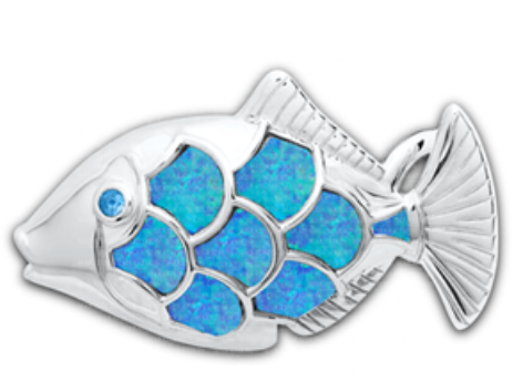 Conv Coll - SS Fish Clasp w Synth Opal - SB5987-OPL *