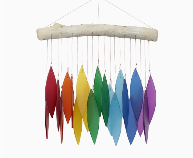 Cohasset - Rainbow Leaf Tumbled Glass Wind Chine - 874R