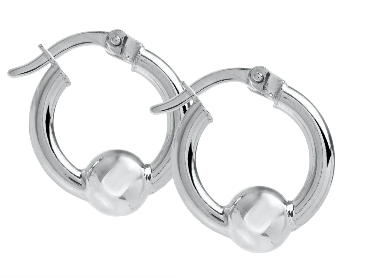 Cape Cod - SS/YG 15MM Bead Hoop Earrings - SE5414 *