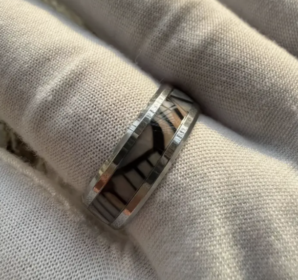 Titanium Abalone Shell Inlay RIng