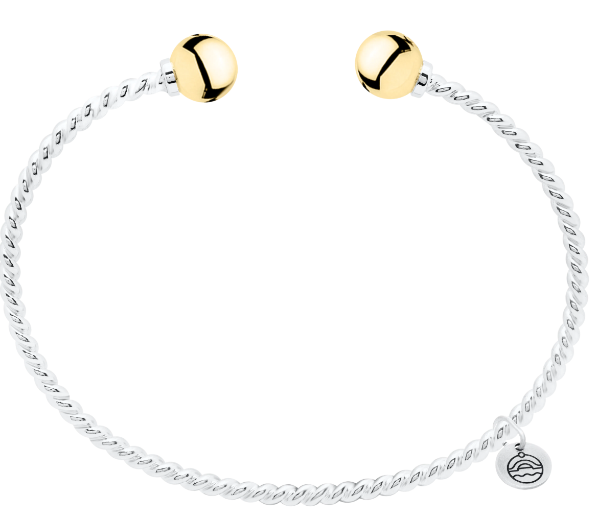 Cape Cod - SS-14k Twist Cuff 2 Bead - ZB5412 *