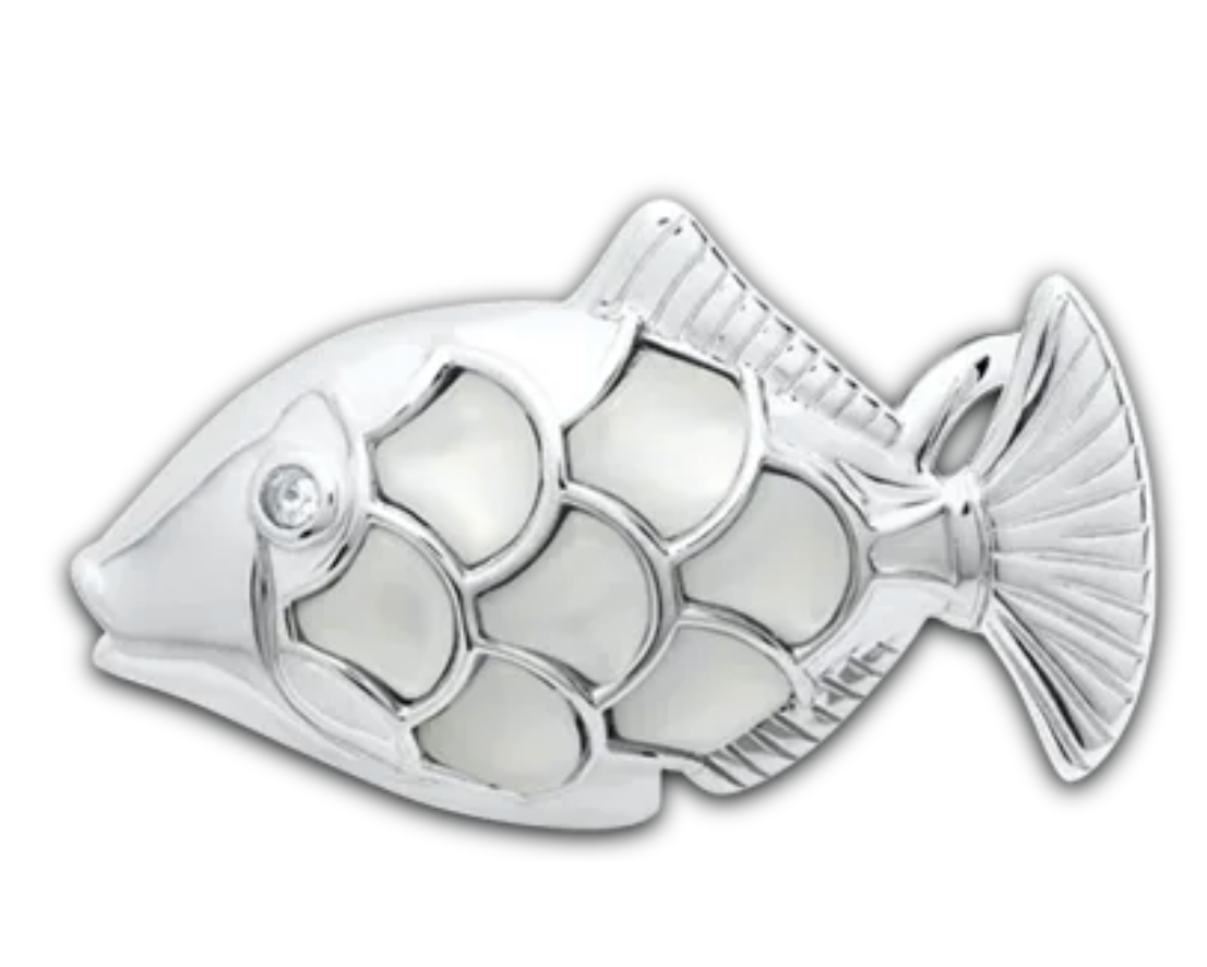 Conv Coll - SS FISH CLASP W MOTHER-PEARL - SB5987-MOP *