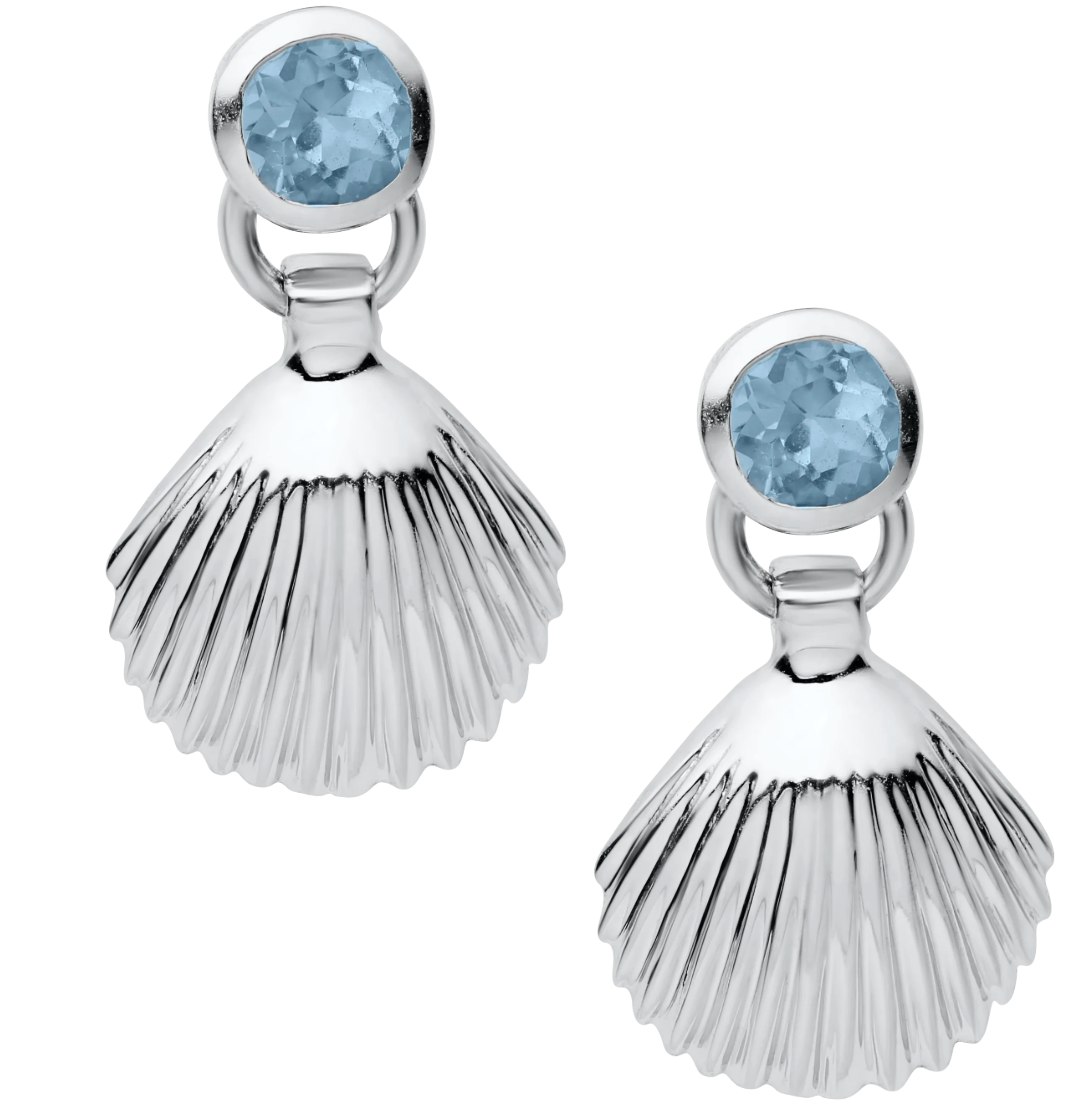 Evening TIde - SS BL.TOPAZ SM.SCALLOP EARRING - ENE3224 *