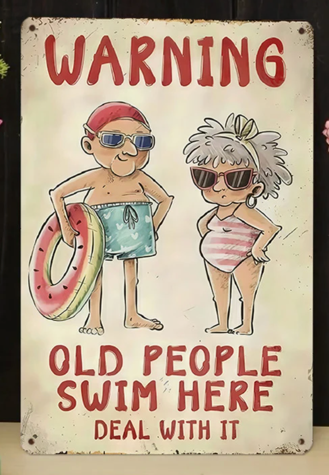 Old People Swim Here Sign