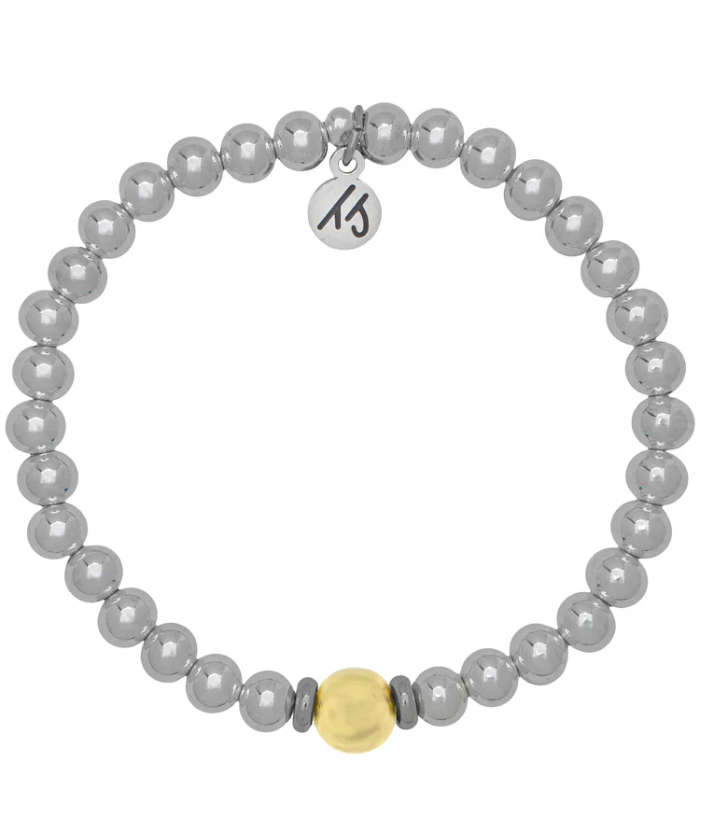 The Cape Bracelet - Silver Steel with Gold Ball -