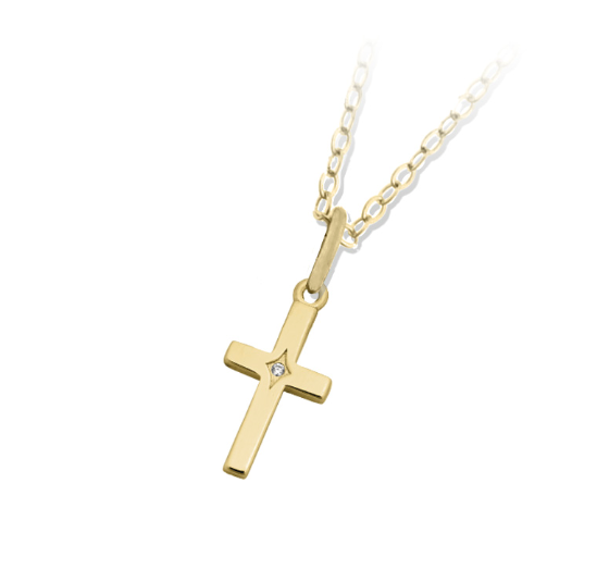 NECKLACE-GOLD CROSS CZ - TJNCK35