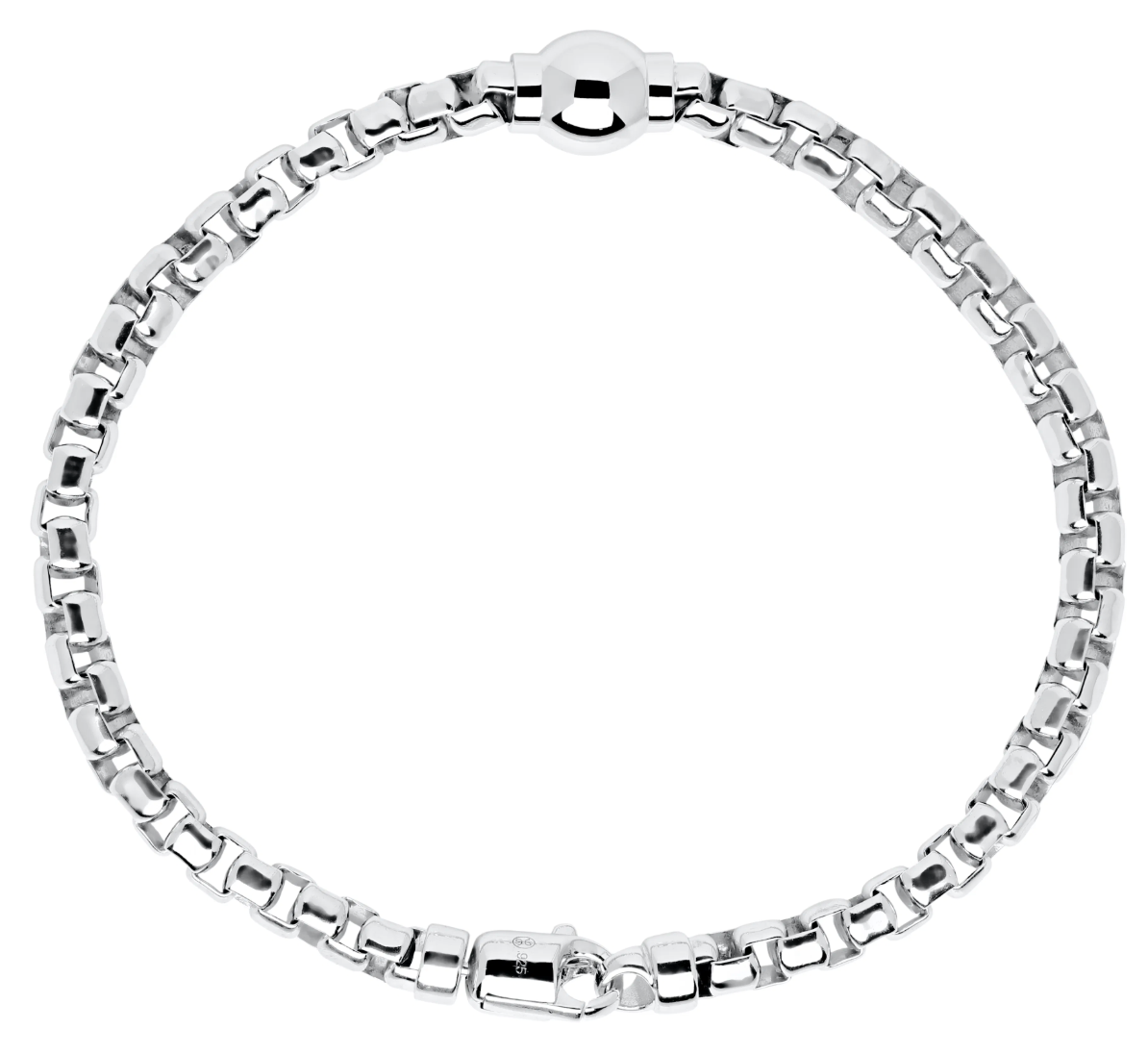 Cape Cod Bracelet -SS CC BOX CHAIN-1 BEAD BRACLET - SB8010P *