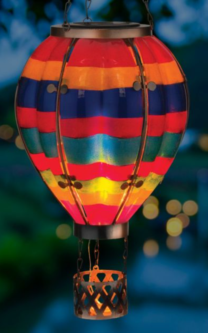 REG - Hot Air Balloon Solar Lantern LG - Multi Stripe (13512)