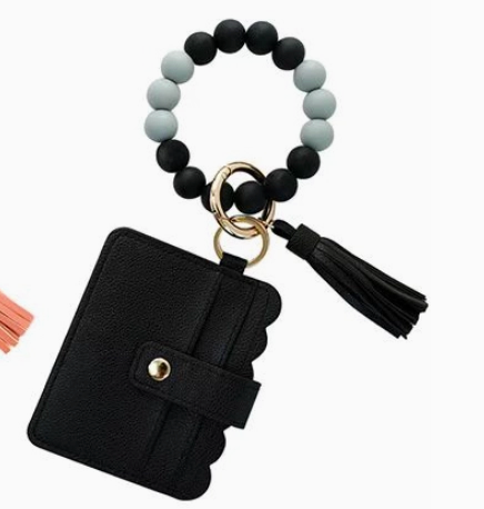 Wallet Wristlet Silicone Bead Tassel Keychains