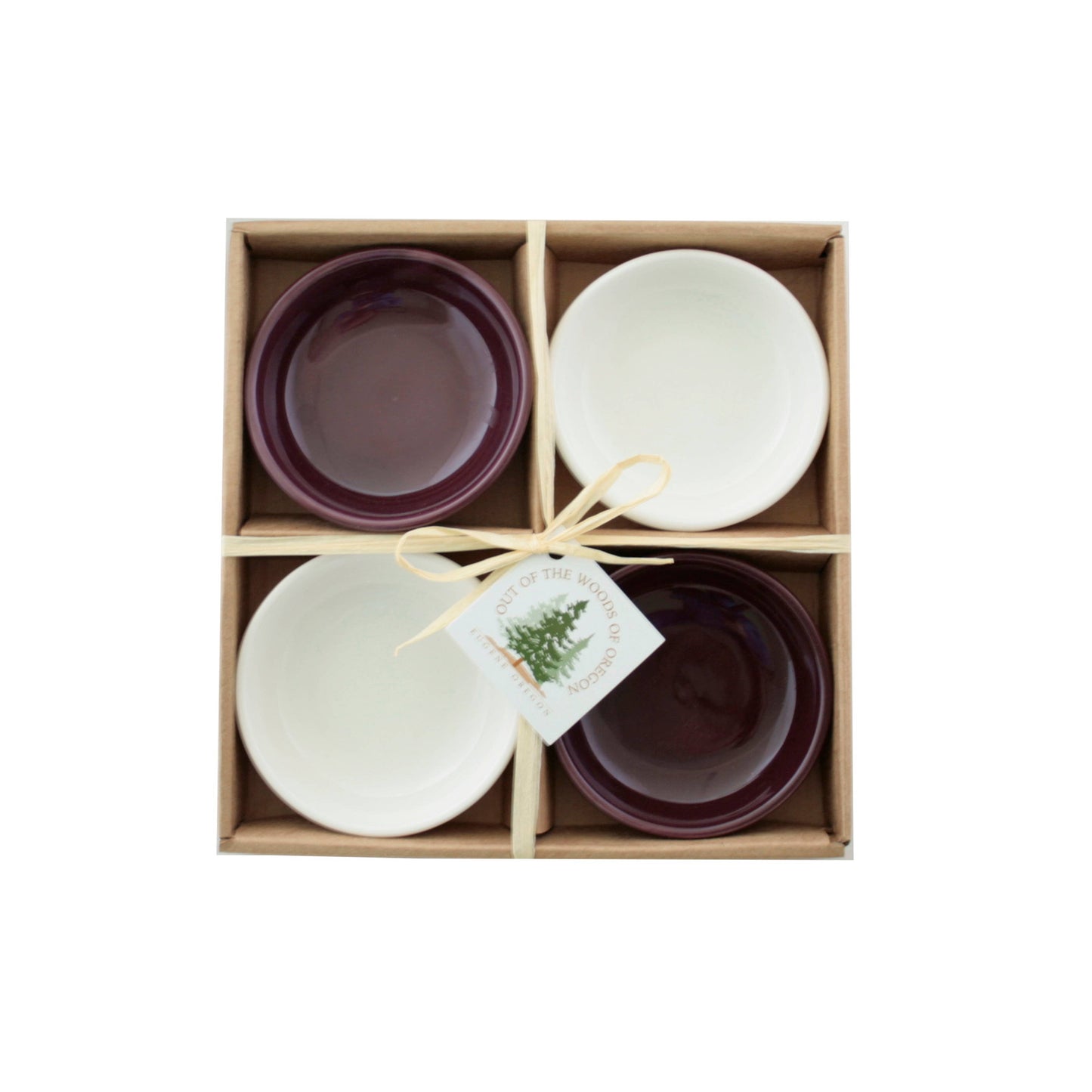 Set of 4 Small Round Bowls - Burgundy