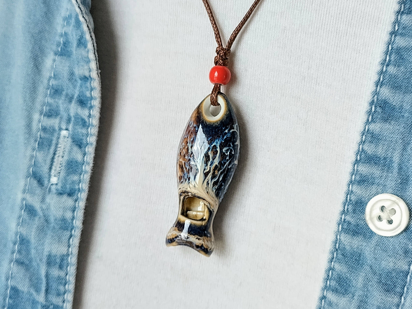 Fish Whistle, Nautical Necklace