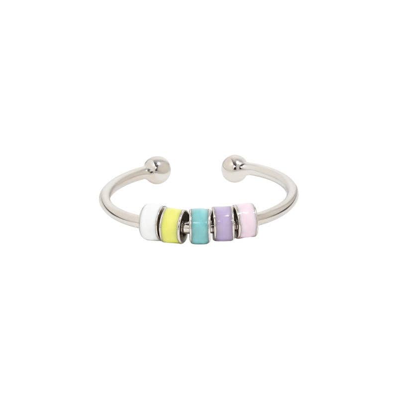 Rainbow Anxiety Fidget Spinner Ring in 925 Sterling Silver