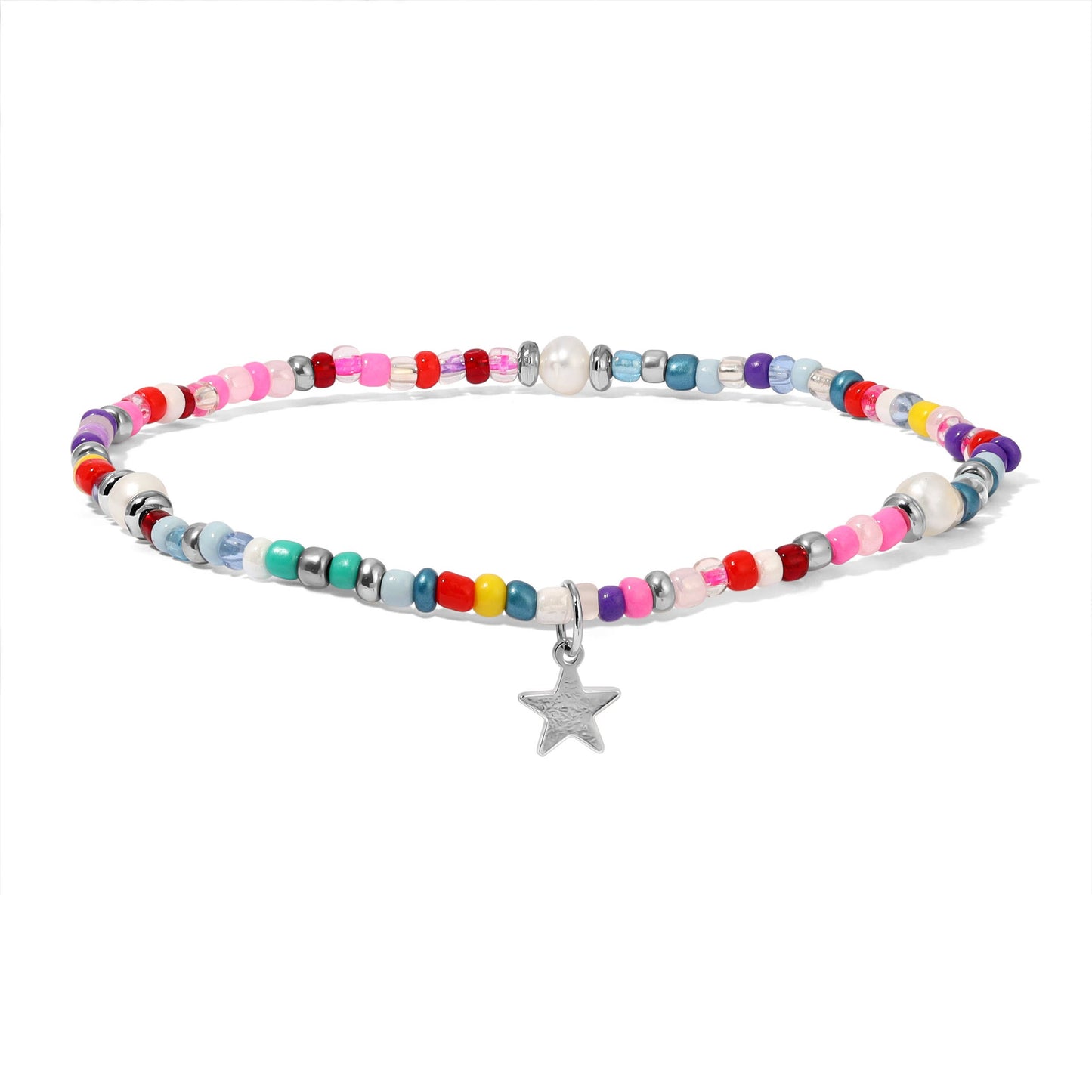 Ankle Bracelet | Multi-colored Seed Beads and Pearls