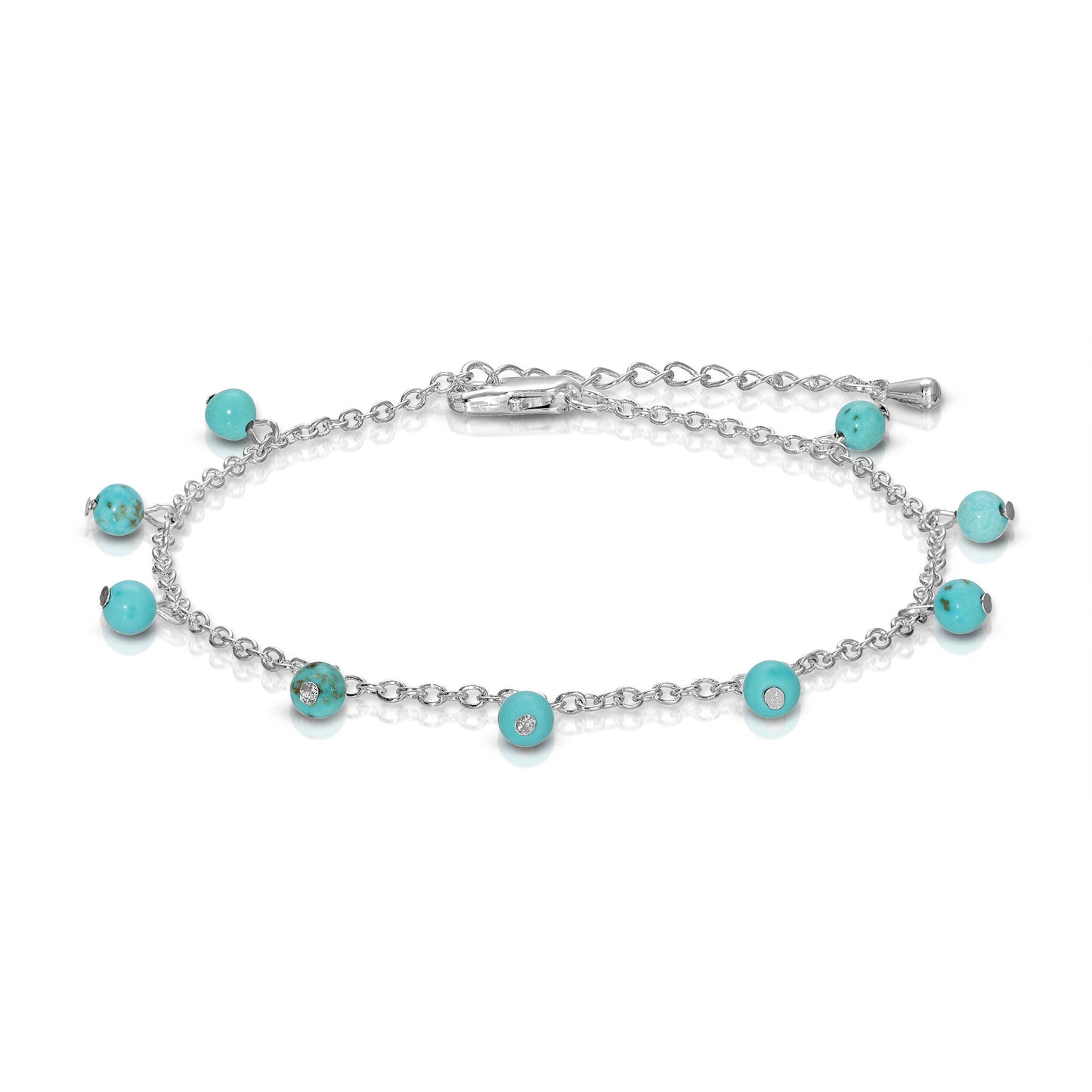 Ankle Bracelet | Silver Chain + Turquoise Howlite Gemstones