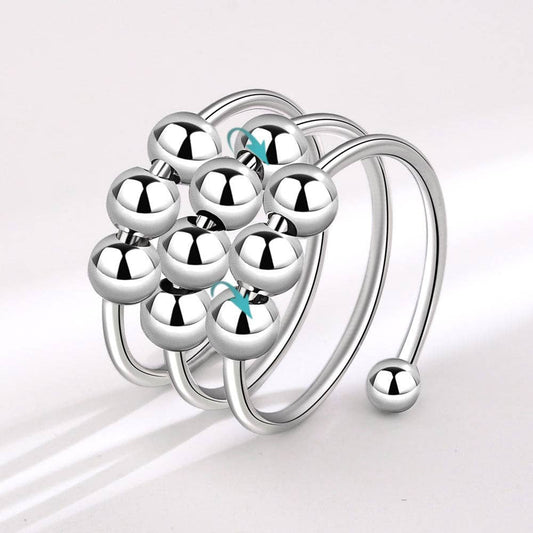 Layered Bead Anxiety Fidget Spinner Ring in Solid Copper