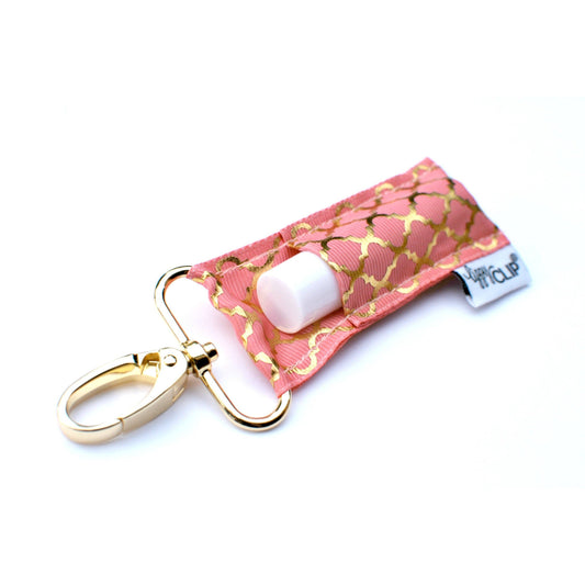 Gold Quatrefoil on Coral LippyClip®