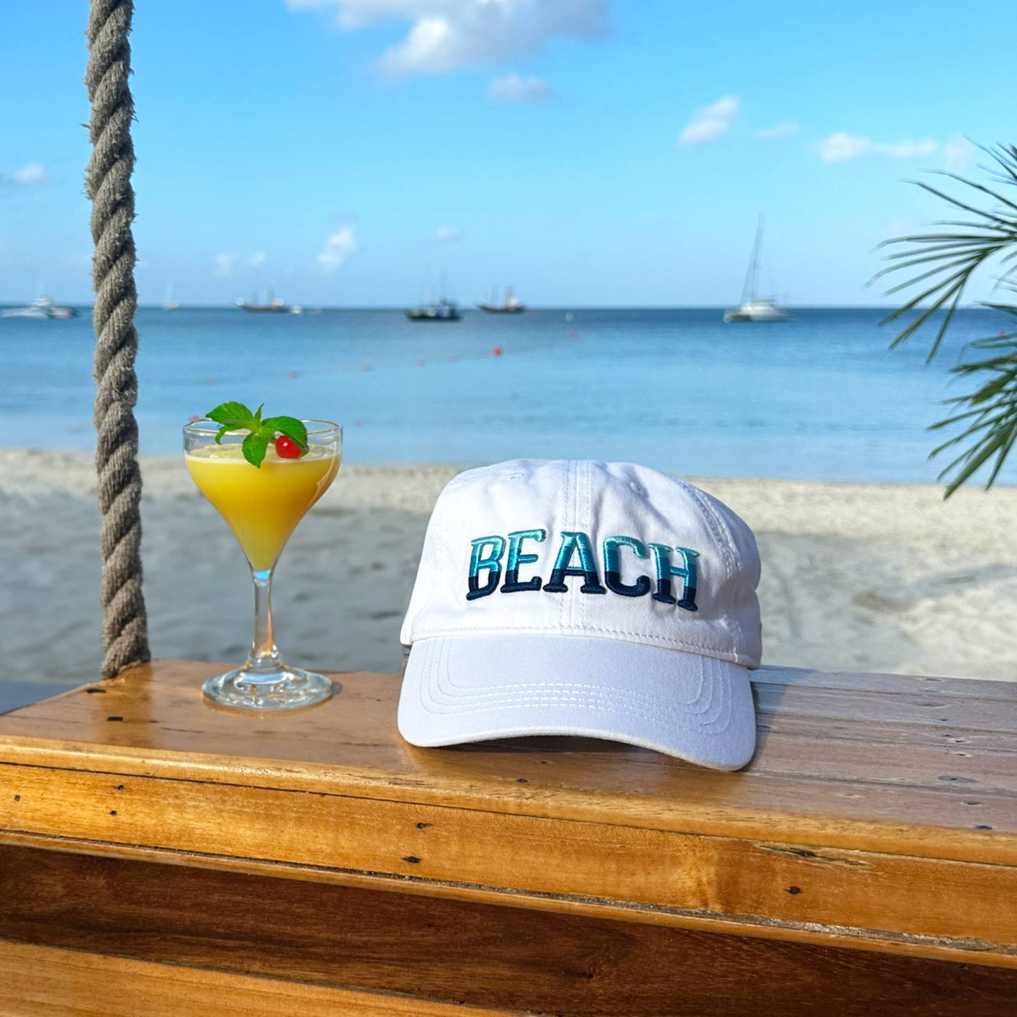 Beach - White Adjustable Hat