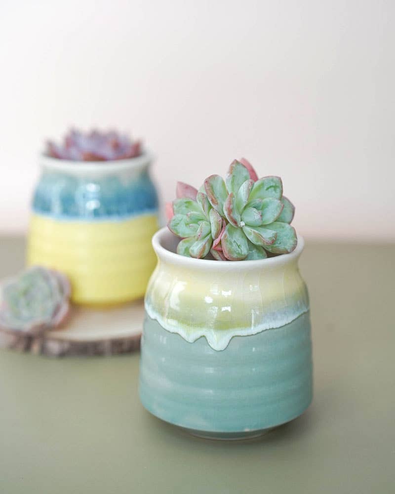 Glazed Floral Ceramic Planter