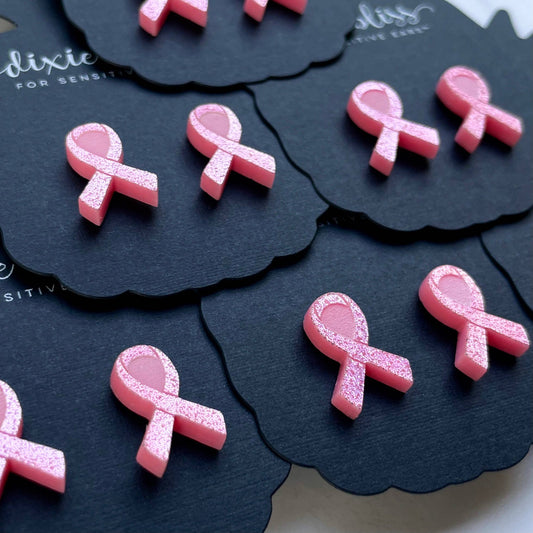 Pink Ribbon Studs