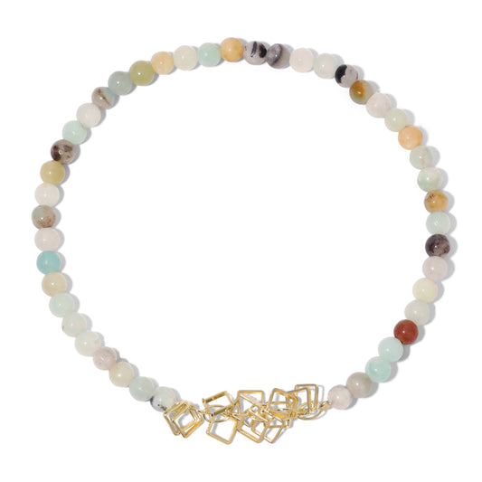 Ankle Bracelet | Amazonite Mini Beaded Gemstones with Silver