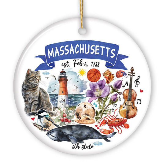 Artistic MA State Themed Ornament